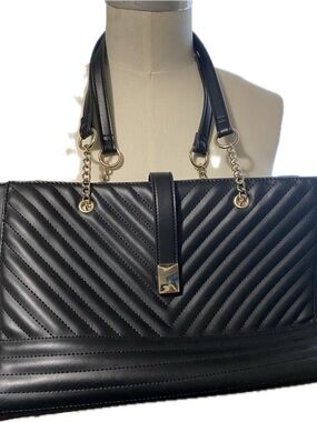 George Black Tote with Gold Chain Handles